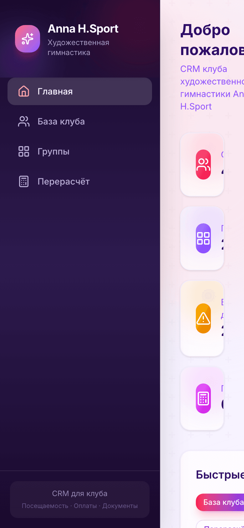 Anna H.Sport — CRM клуба художественной гимнастики — 8