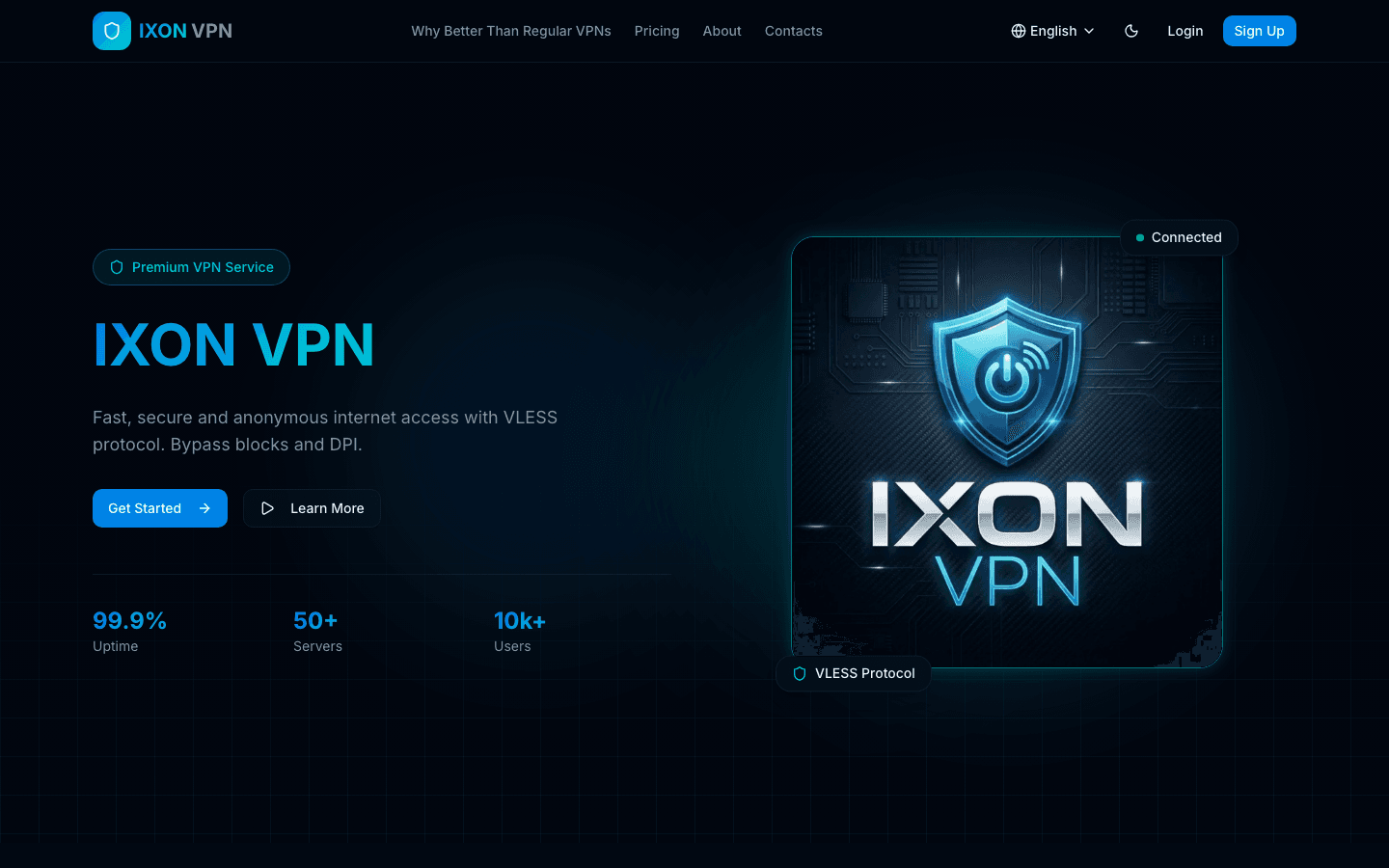 IXON VPN — лендинг премиум VPN-сервиса