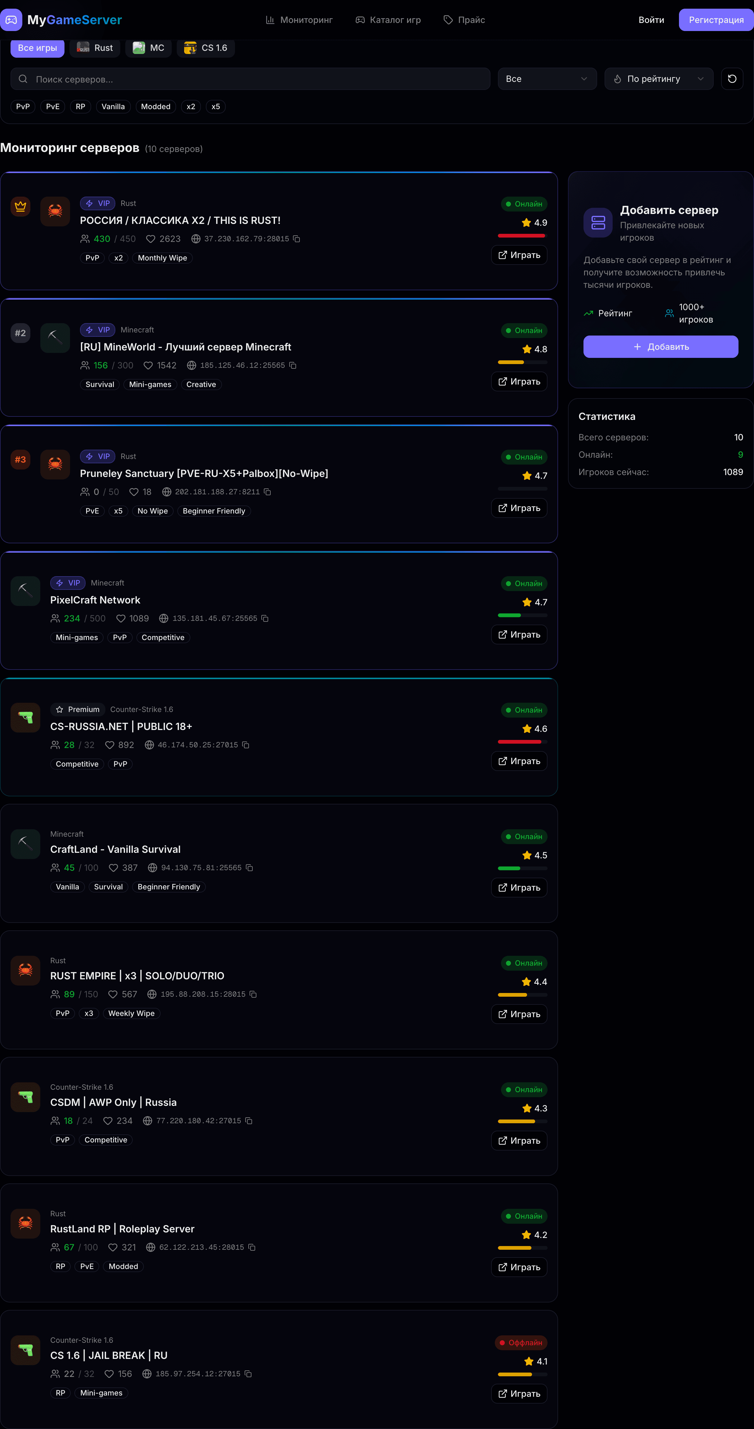 MyGameServer — шаблон мониторинга игровых серверов — 2