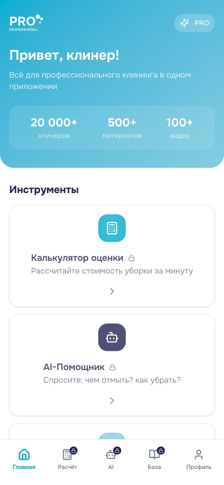 PROFESSIONALL — Mini App для клинеров