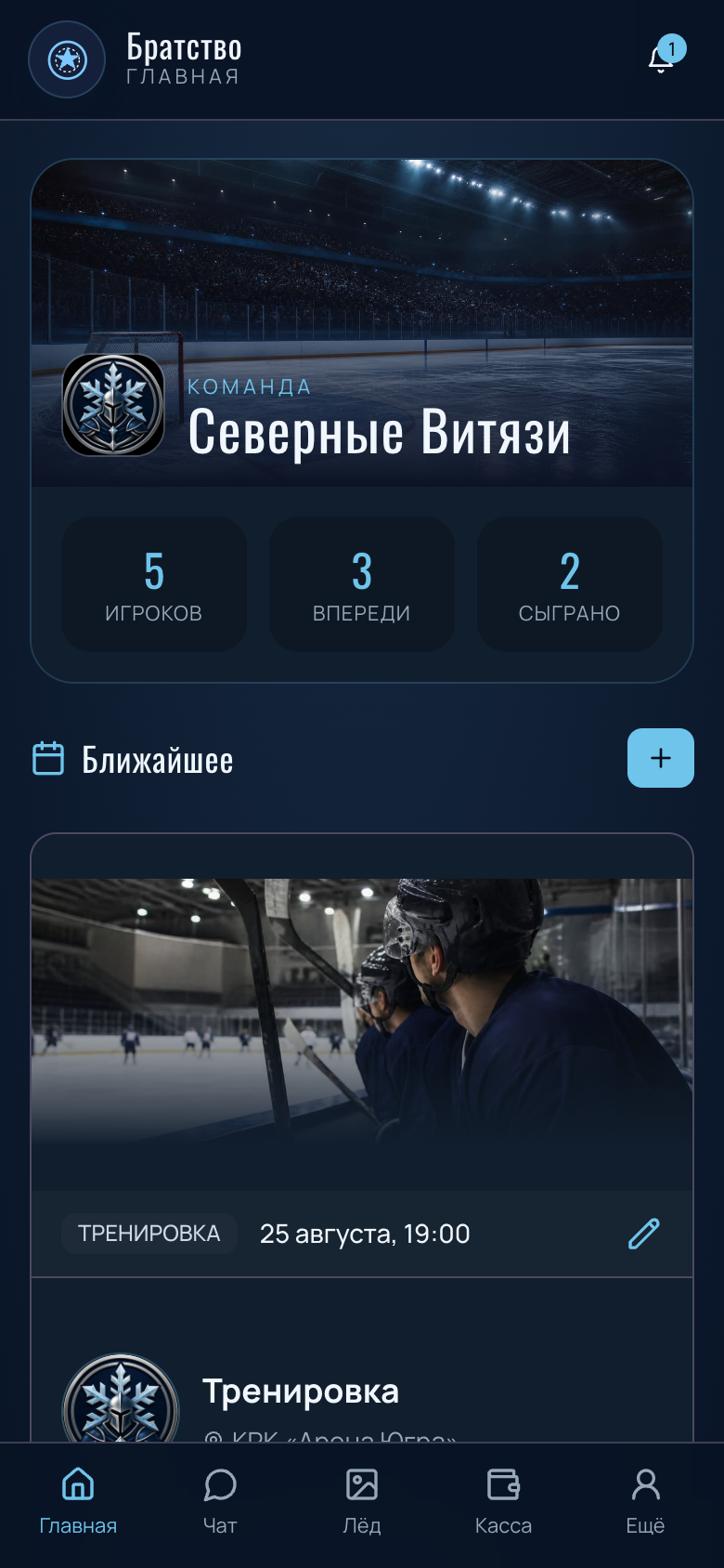 Ледовое Братство — PWA для хоккейной команды — 2